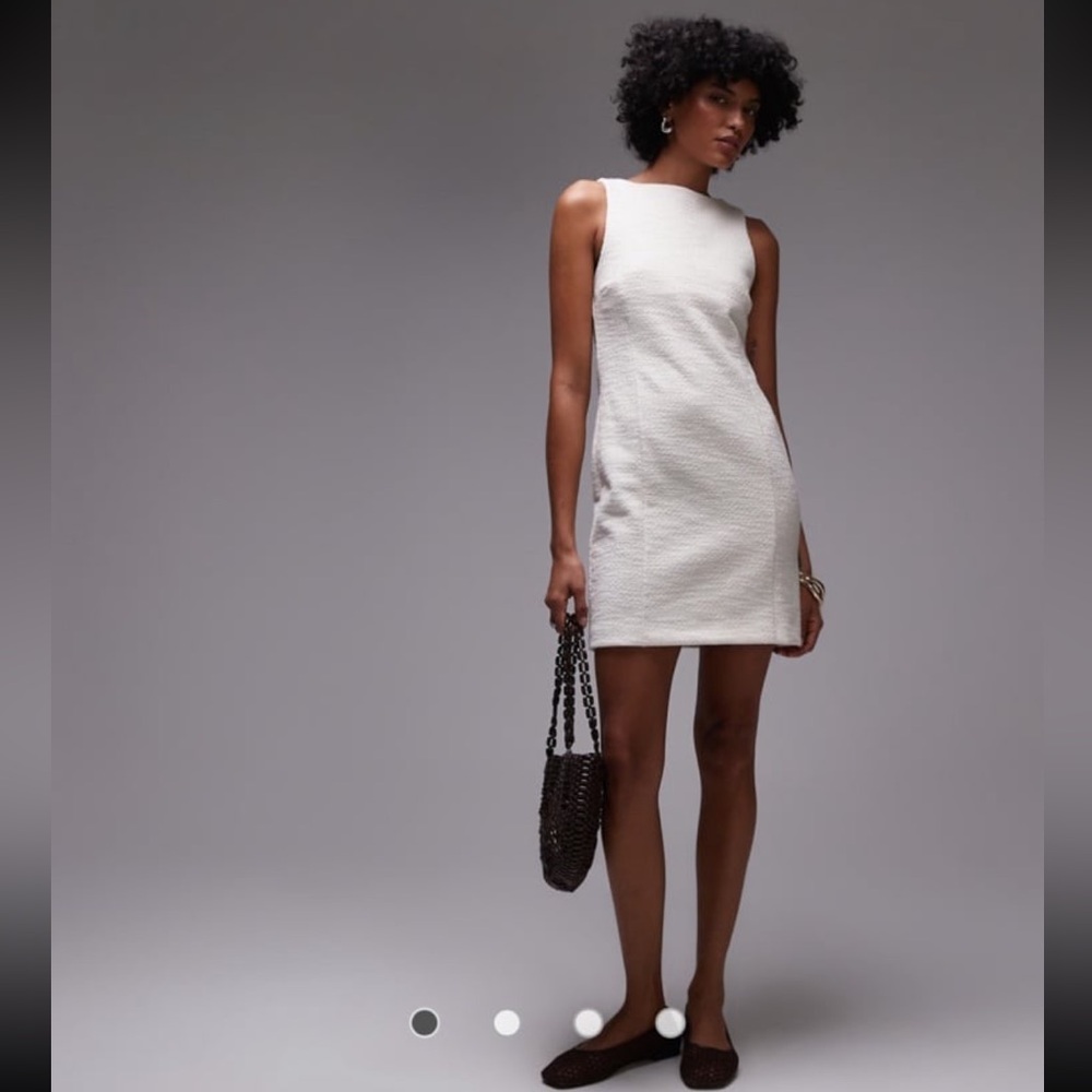 MANGO tailored mini shift dress in Cream